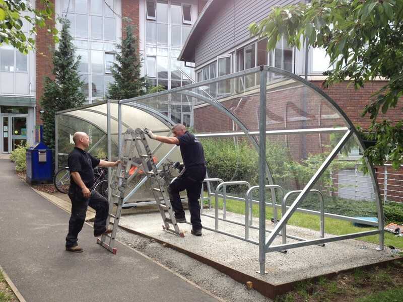 Cycle shelter installation in London